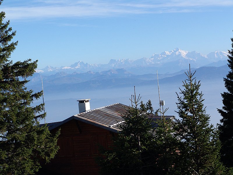 Les deux mâts et le Mont-Blanc.
